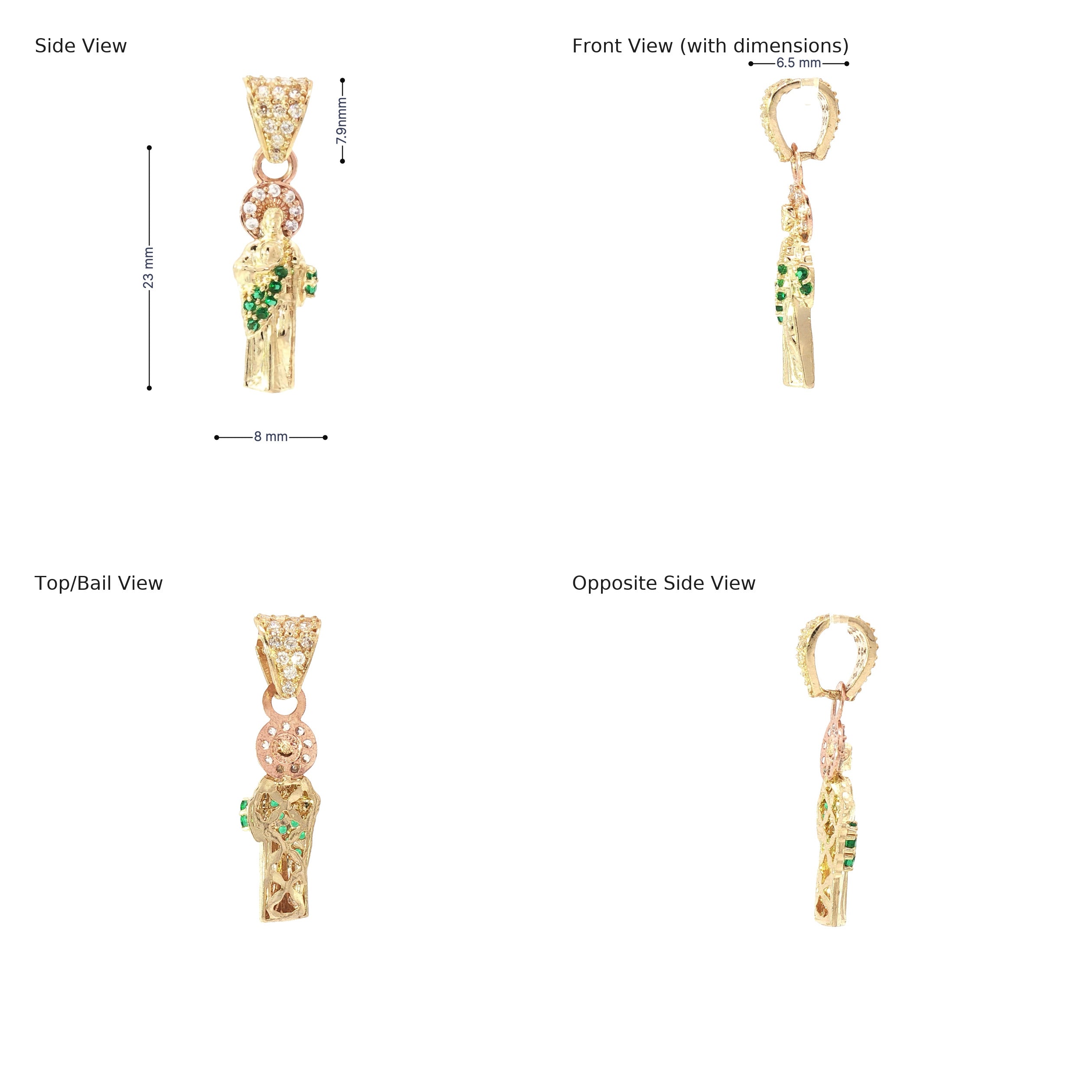 Radiant 10K Gold Saint Pendant with CZ 1.42g