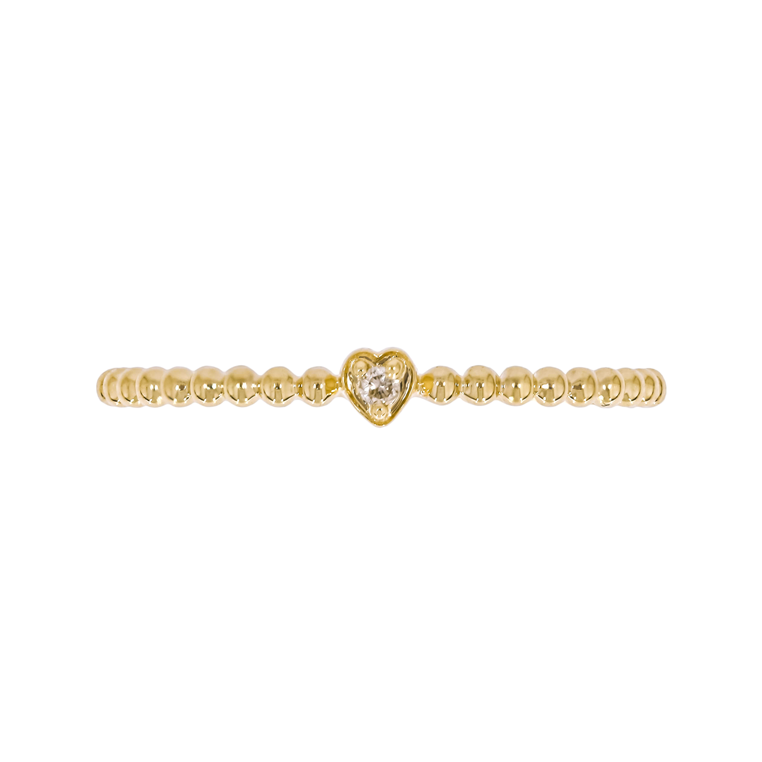 14K Solid Gold Heart Diamond Ring
